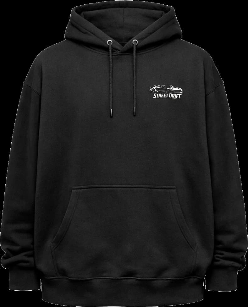 Hoodie noir vu de face, petit logo à la poitrine